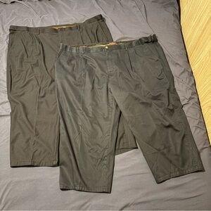 2 Pair MENS Size 56X26 CHINO Style NAVY BLUE PANTS HAGGAR GRIP WAIST & OAK HILL